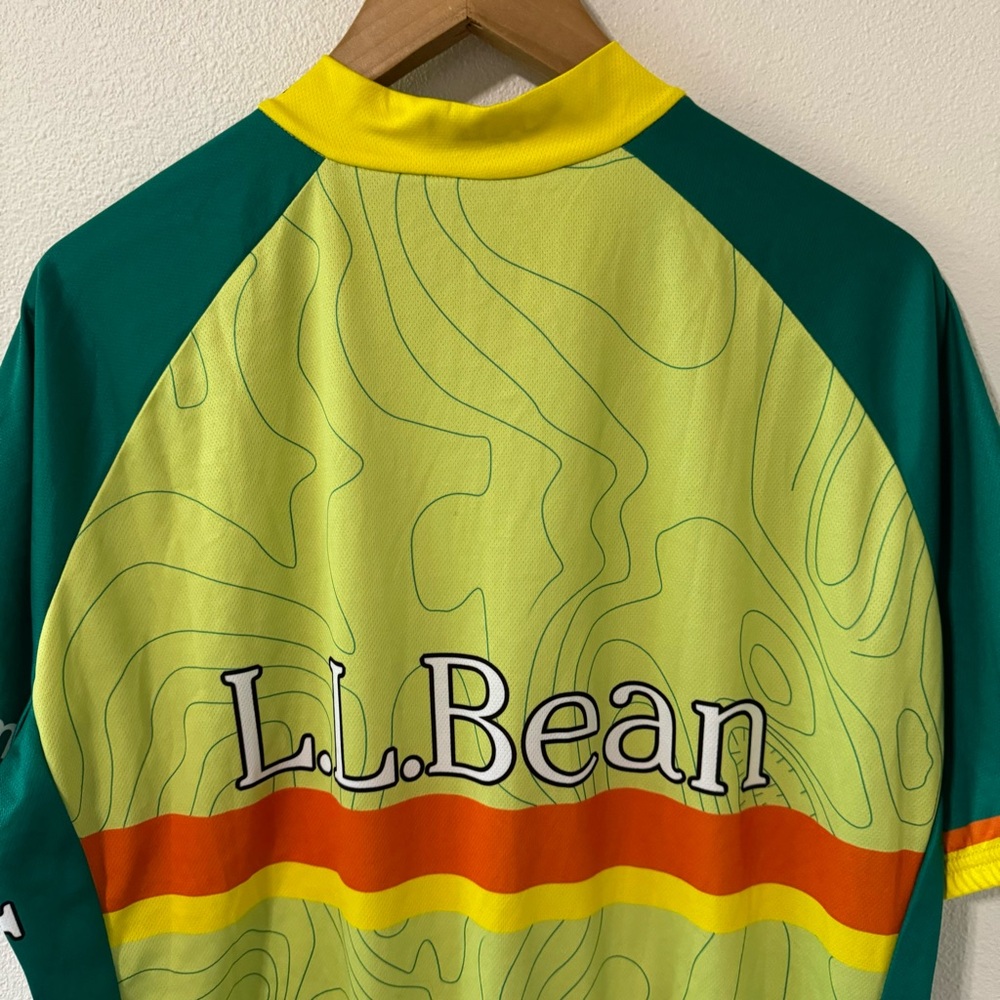 L.L. Bean V-Gear Cycling Jersey Shirt Green Orange Yellow 1/2 Zip Pockets-XXL - Picture 7 of 12